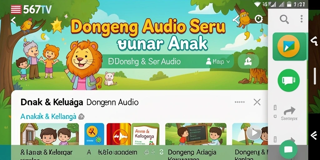 Tampilan antarmuka aplikasi <strong>567TV</strong> yang ramah anak dan menarik.