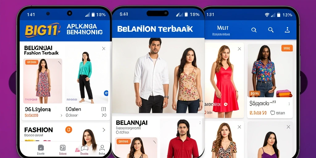 Antarmuka aplikasi BIG11 yang menarik dan fungsional untuk belanja fashion.