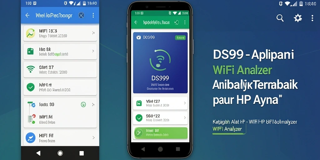 Screenshot utama DS99 menunjukkan antarmuka WiFi Analyzer yang menarik.