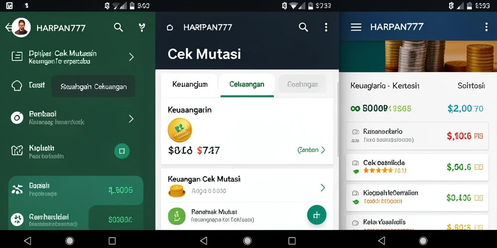 Tampilan antarmuka HARAPAN777 untuk Cek Mutasi Keuangan.