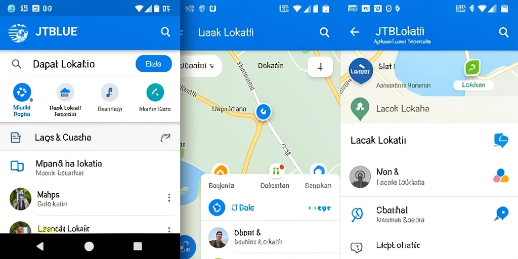 Tampilan antarmuka JTBLUE yang intuitif untuk Lacak Lokasi.