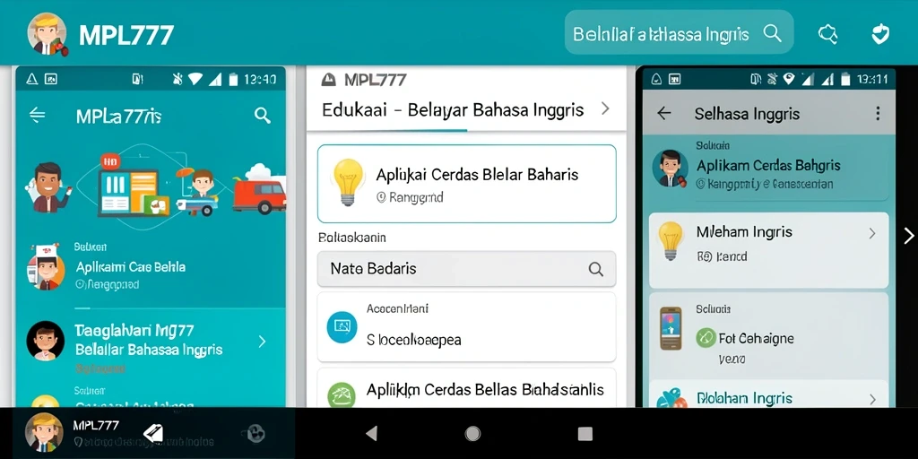 Tampilan antarmuka aplikasi Belajar Bahasa Inggris MPL777 yang menarik.