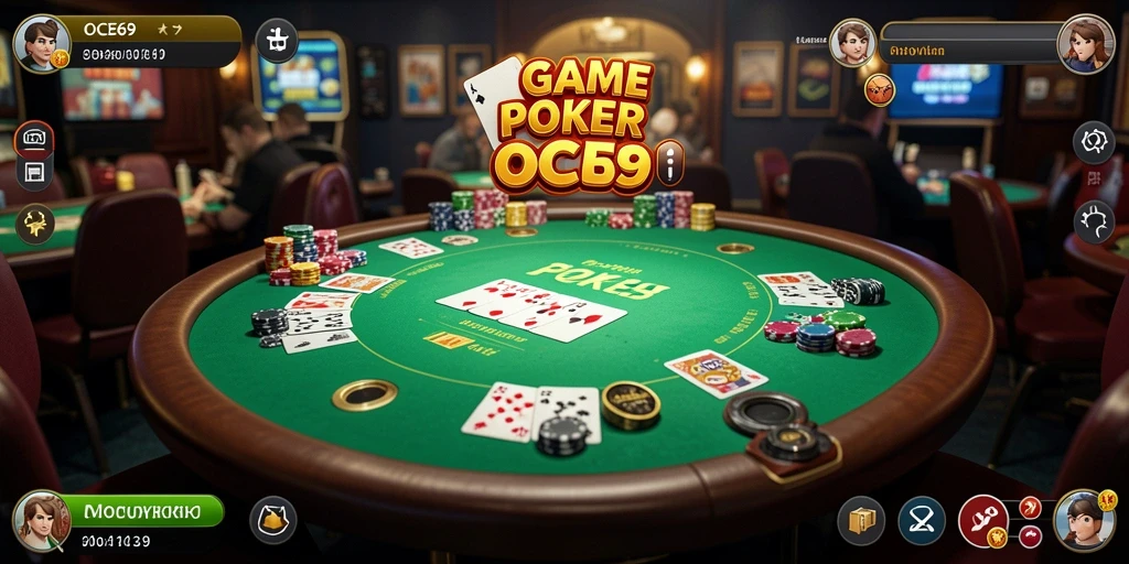 Antarmuka menarik dari OCE69 menunjukkan keseruan permainan Poker.