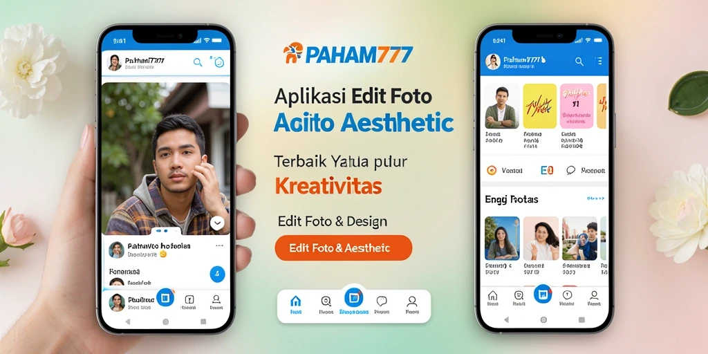 Tampilan antarmuka PAHAM777 yang menarik dengan fitur edit foto aesthetic.